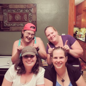 This is what happens when old friends get together - bunny ears and old stories. :)